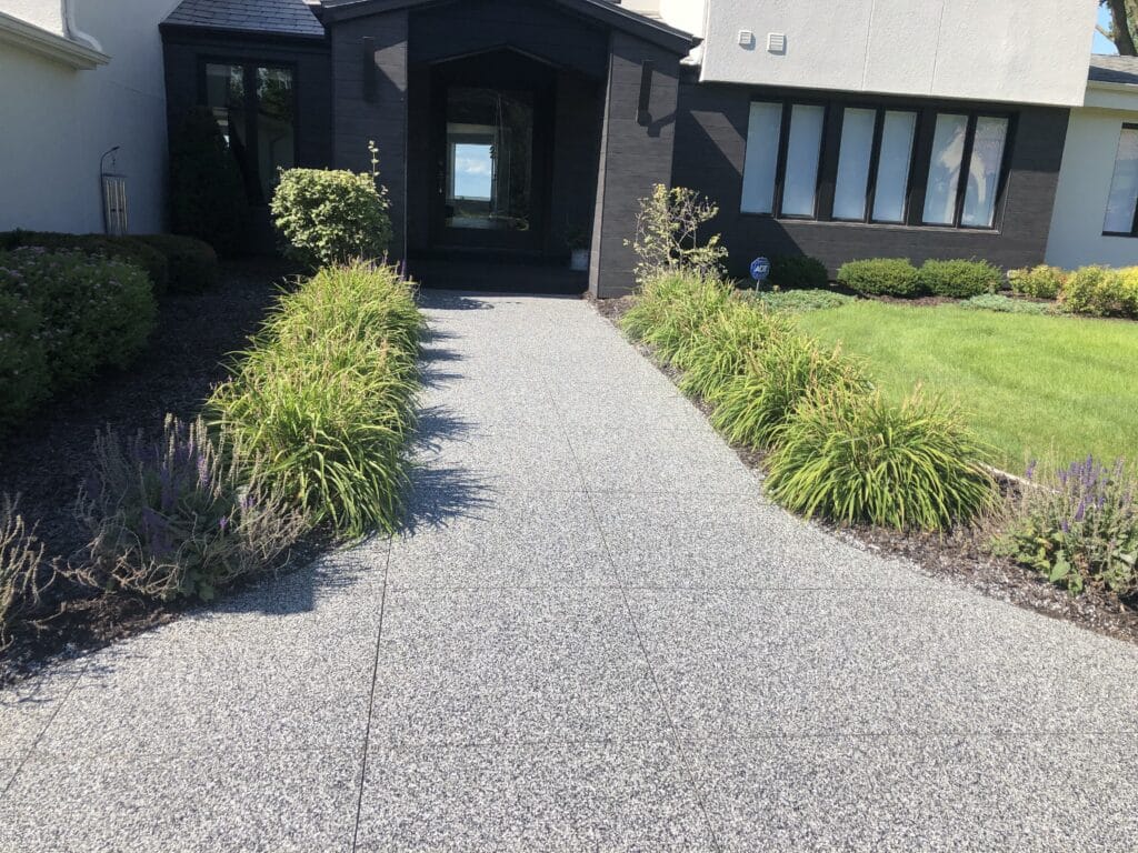 Front walkway with concrete floor coating