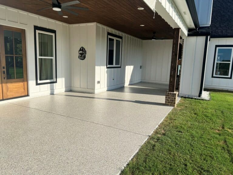 Covered patio with concrete floor coating